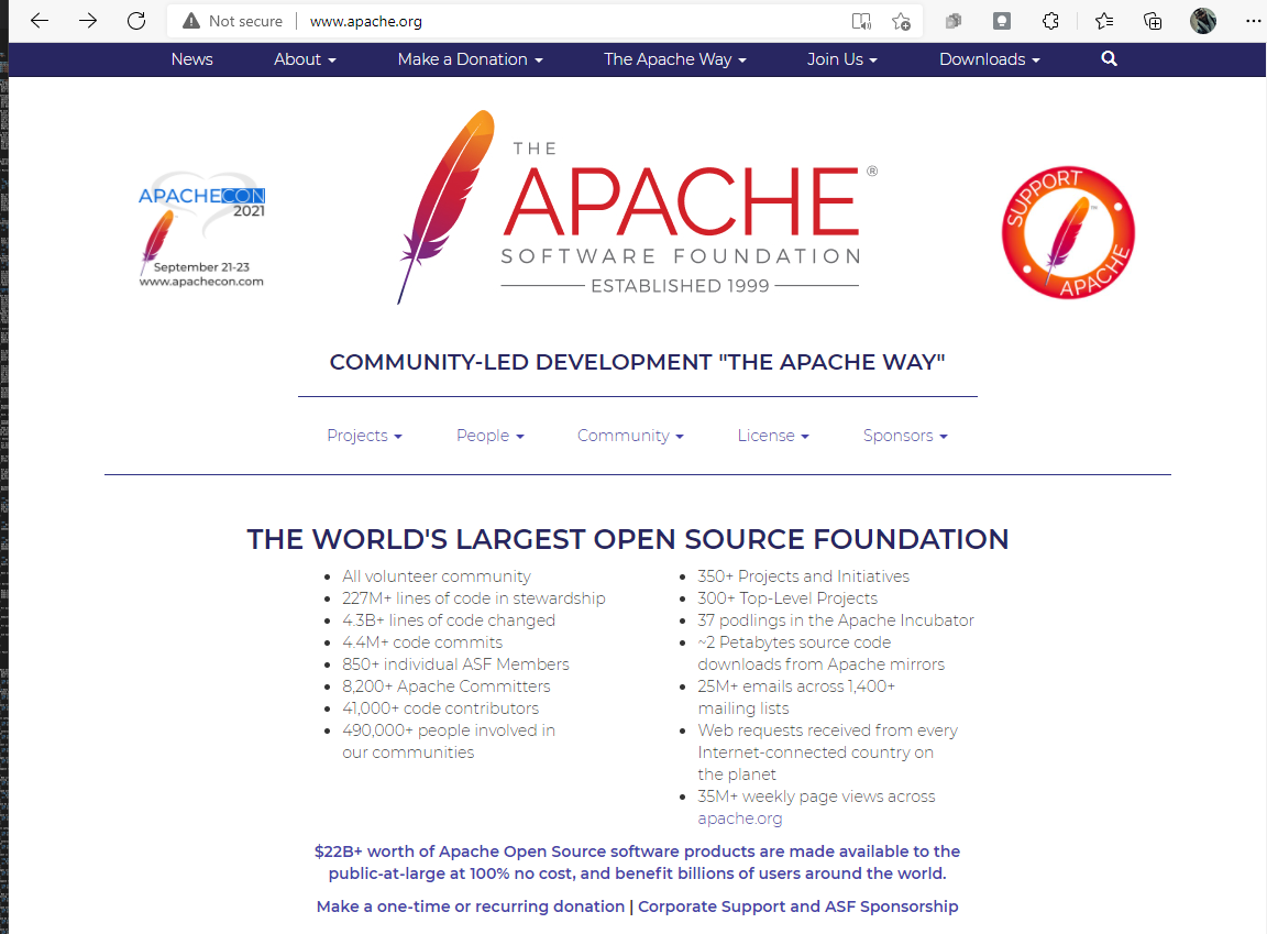 Apaches offizielle Start-Website  